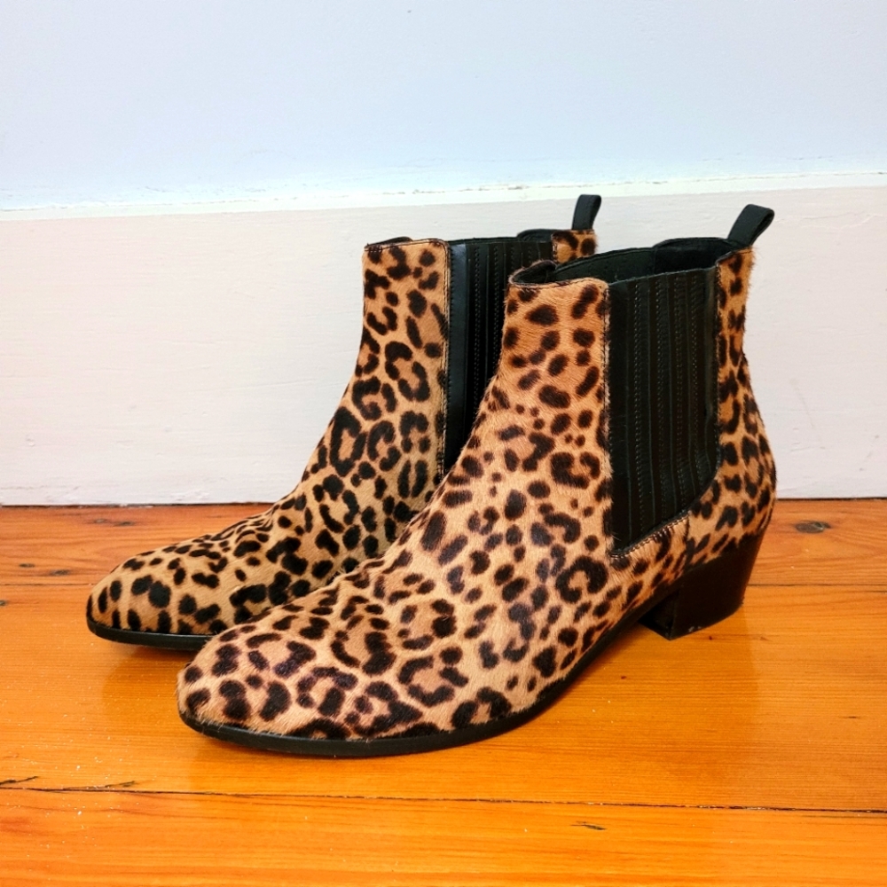 J.CREW Chelsea Boots Leopard Print Calf Hair